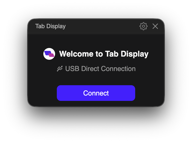 The Mac app before starting a USB connection.